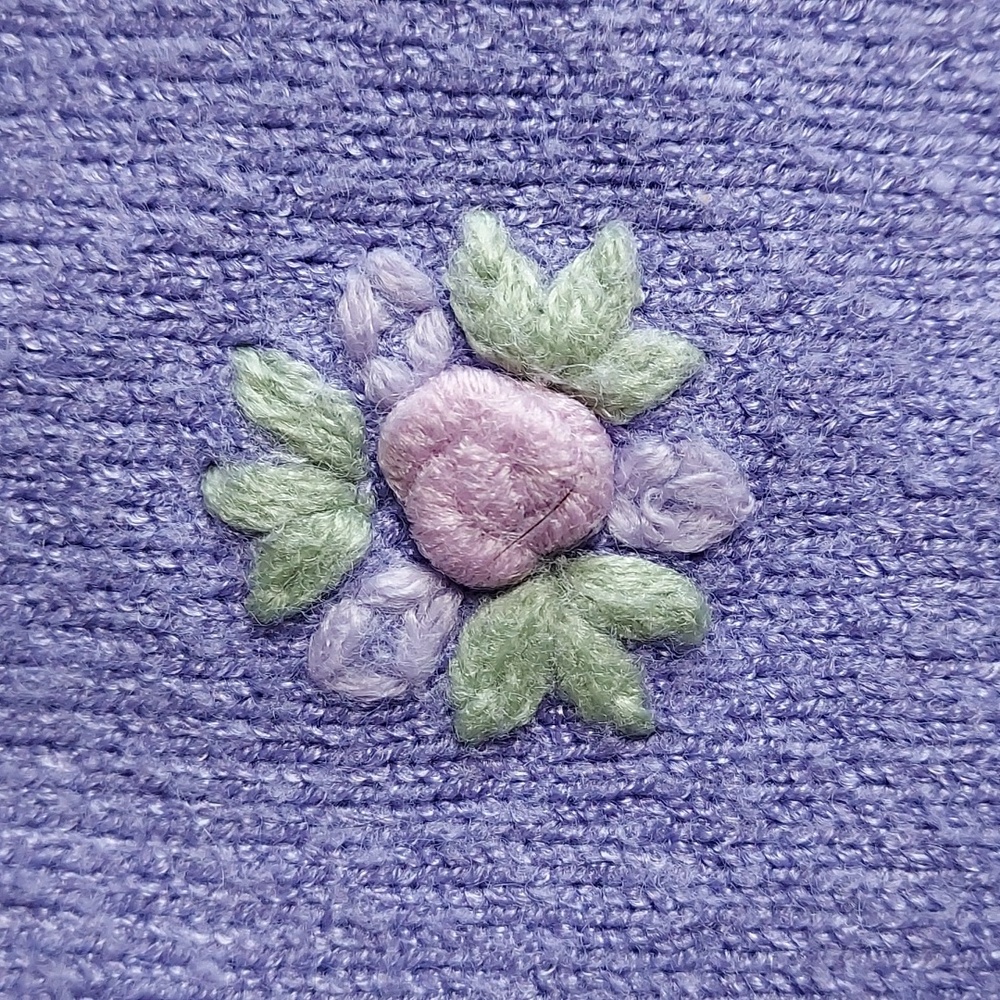 Dolls Kill Sugar Thrills Purple Floral Embroidered Cropped Cardigan Sweater 3X - Picture 5 of 8